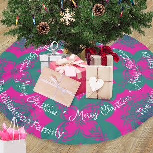 Kleurrijk Boho Patroon Roze Groen Trendy Kerstmis Kerstboom Rok