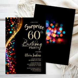 Kleurrijk Bokeh Verrassingsfeest 60e Verjaardag Kaart