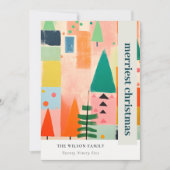 Kleurrijk Bold Retro Abstract Kerstlandschap Feestdagenkaart (Voorkant)