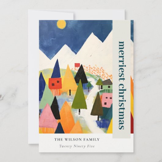 Kleurrijk Bold Retro Abstract Kerstlandschap Feestdagenkaart (Voorkant)