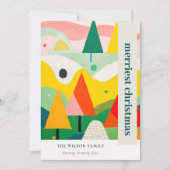 Kleurrijk Bold Retro Abstract Kerstlandschap Feestdagenkaart (Voorkant)