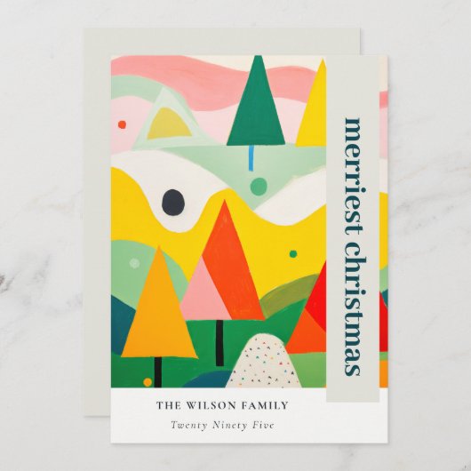 Kleurrijk Bold Retro Abstract Kerstlandschap Feestdagenkaart (Voorkant / Achterkant)