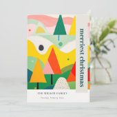 Kleurrijk Bold Retro Abstract Kerstlandschap Feestdagenkaart (Staand voorkant)