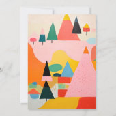 Kleurrijk Bold Retro Abstract Kerstlandschap Notitiekaartje (Achterkant)