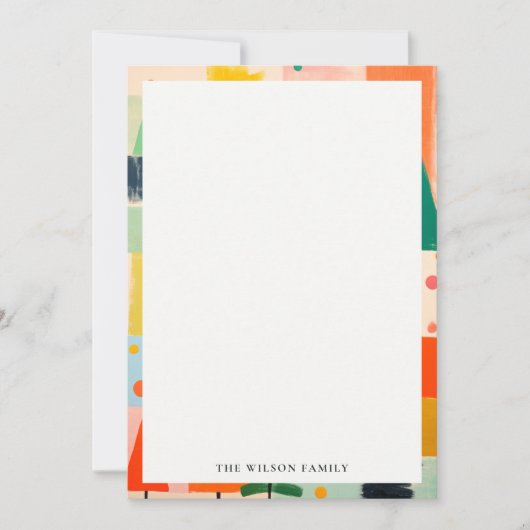 Kleurrijk Bold Retro Abstract Kerstlandschap Notitiekaartje (Voorkant)