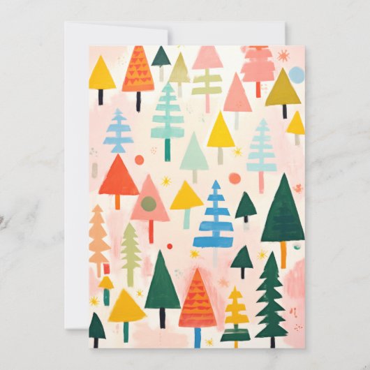 Kleurrijk Bold Retro Abstract Kerstlandschap Notitiekaartje (Achterkant)