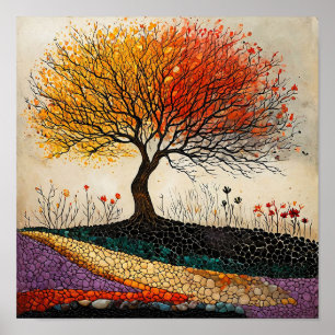Kleurrijk Boomlandschap Levendige Natuur Muurkunst Poster