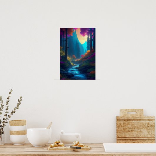 Kleurrijk bos met Azure Stream Poster (Keuken)