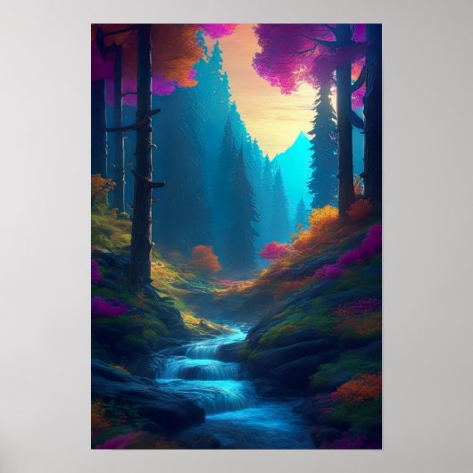 Kleurrijk bos met Azure Stream Poster (Voorkant)