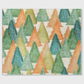 Kleurrijk bos van Evergreen met kerstbomen Cadeaupapier (Vlak)
