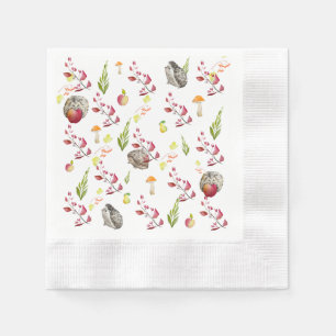 Kleurrijk boshuispatroon met bunnies, hedgeh servet