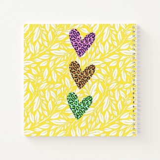 Kleurrijk botanisch met hart Roze blauw monogram Notitieboek
