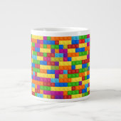 Kleurrijk bouwsteenpatroon extra grote beker (Voorkant)