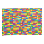 Kleurrijk bouwsteenpatroon kussensloop (Voorkant-Rechts)