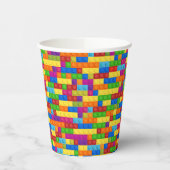Kleurrijk bouwsteenpatroon papieren bekers (Links)