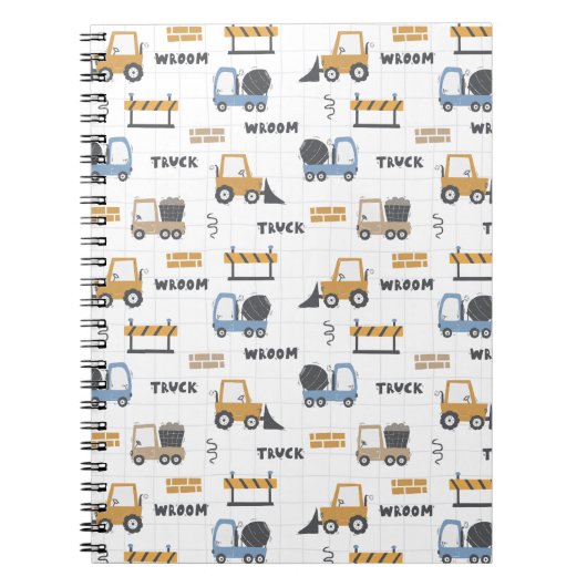 Kleurrijk Bouwtrucks Patroon Notitieboek (Voorkant)