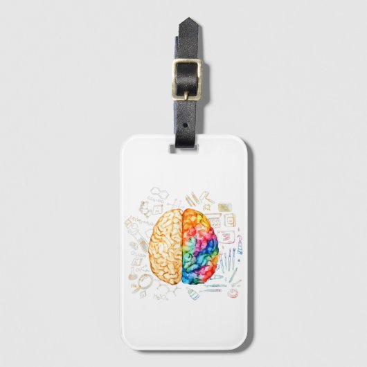 Kleurrijk brein - wetenschap en kunst - neuroweten bagagelabel (Voorkant (verticaal))