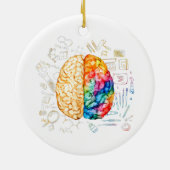 Kleurrijk brein - wetenschap en kunst - neuroweten keramisch ornament (Achterkant)