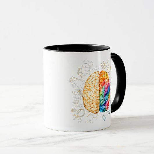 Kleurrijk brein - wetenschap en kunst - neuroweten mok (Voorkant rechts)