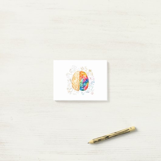 Kleurrijk brein - wetenschap en kunst - neuroweten post-it® notes (Op bureau)