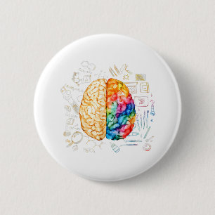 Kleurrijk brein - wetenschap en kunst - neuroweten ronde button 5,7 cm