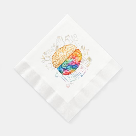 Kleurrijk brein - wetenschap en kunst - neuroweten servet (Hoek)