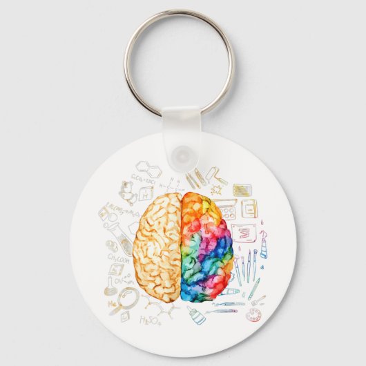 Kleurrijk brein - wetenschap en kunst - neuroweten sleutelhanger (Voorkant)