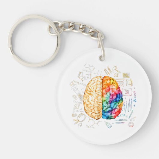 Kleurrijk brein - wetenschap en kunst - neuroweten sleutelhanger (Voorkant)