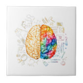 Kleurrijk brein - wetenschap en kunst - neuroweten tegeltje (Voorkant)