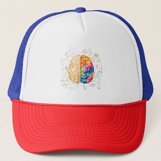 Kleurrijk brein - wetenschap en kunst - neuroweten trucker pet (Voorkant)