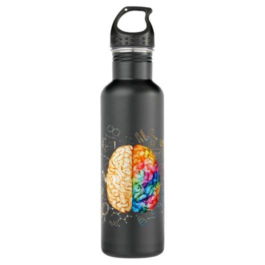 Kleurrijk brein - wetenschap en kunst - neuroweten waterfles  (Voorkant)