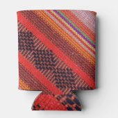 Kleurrijk breisel: veelkleurige touwachtergrond. blikjeskoeler (Achterkant)