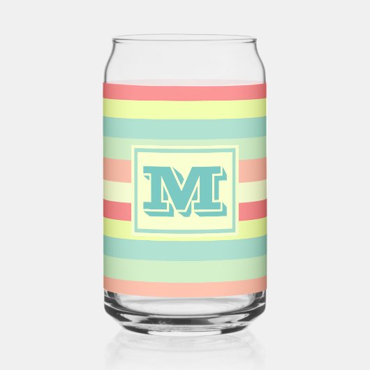 Kleurrijk Bright Stripes Modern Monogram Blikvorm Glas (Voorkant)