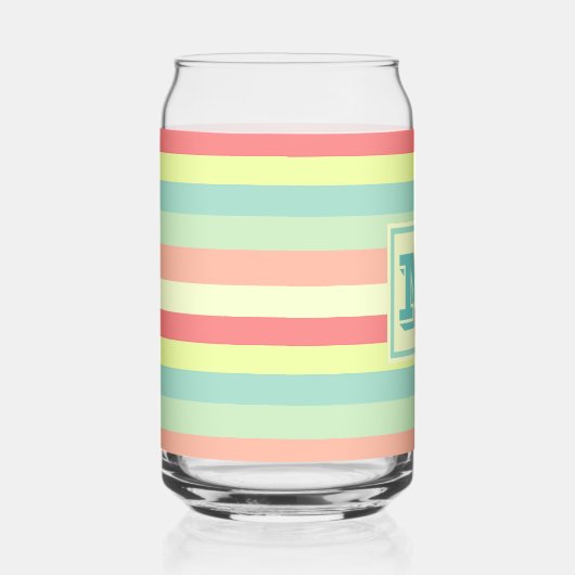 Kleurrijk Bright Stripes Modern Monogram Blikvorm Glas (Rechts)