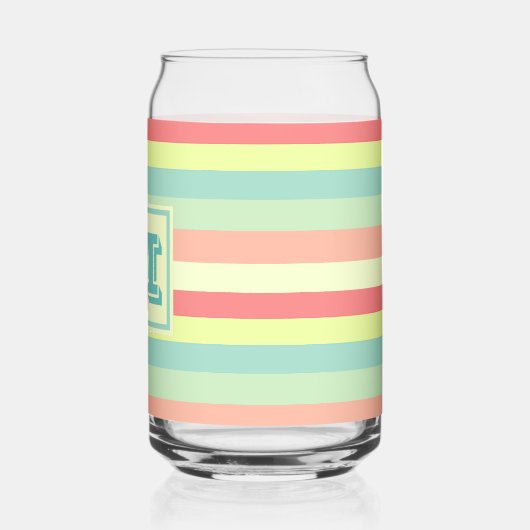 Kleurrijk Bright Stripes Modern Monogram Blikvorm Glas (Links)