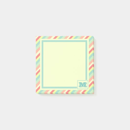 Kleurrijk Bright Stripes Modern Monogram Post-it® Notes (Voorkant)