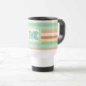 Kleurrijk Bright Stripes Modern Monogram Reisbeker (Voorkant rechts)