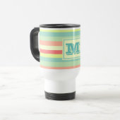 Kleurrijk Bright Stripes Modern Monogram Reisbeker (Voorkant links)