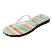 Kleurrijk Bright Stripes Modern Monogram Teenslippers (Schuin)