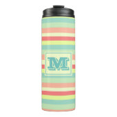 Kleurrijk Bright Stripes Modern Monogram Thermosbeker (Voorkant)