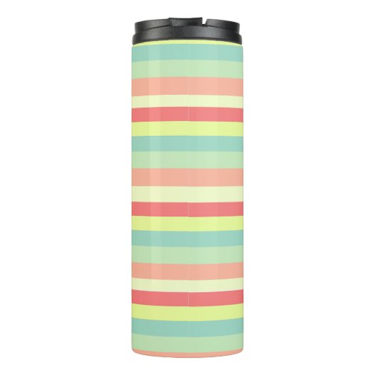 Kleurrijk Bright Stripes Modern Monogram Thermosbeker (Achterkant)