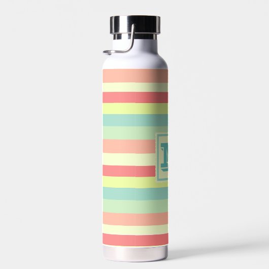 Kleurrijk Bright Stripes Modern Monogram Waterfles (Rechts)