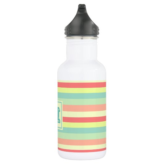 Kleurrijk Bright Stripes Modern Monogram Waterfles (Rechts)