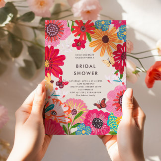 Kleurrijk Bright Wildflower Vrijgezellenfeest Kaart