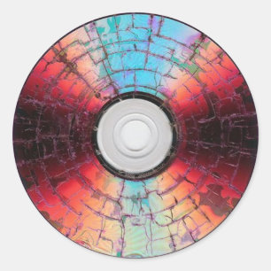 Kleurrijk Broken CD Disc Design Ronde Sticker