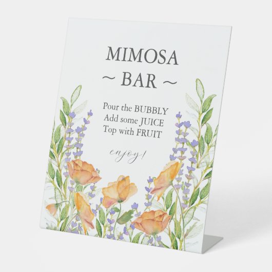 Kleurrijk Bruidsfeest Wildflower Mimosa Bar Bord Reclamebord Met Voetstuk (Voorkant)