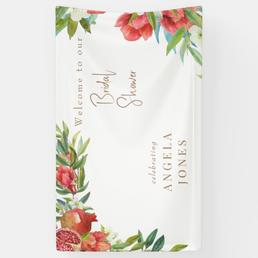 Kleurrijk Bruiloftsfeest met Granaatappelfoliage Spandoek (Verticaal)