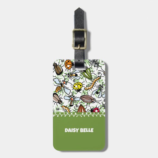 Kleurrijk bug thema Bagagelabel (Voorkant verticaal)