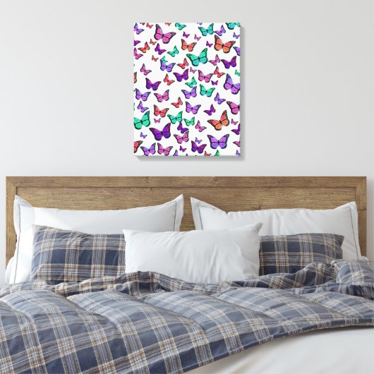 kleurrijk buterflies canvas afdruk (Insitu (Slaapkamer))
