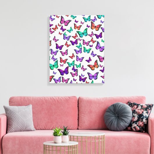 kleurrijk buterflies canvas afdruk (Insitu (Woonkamer))
